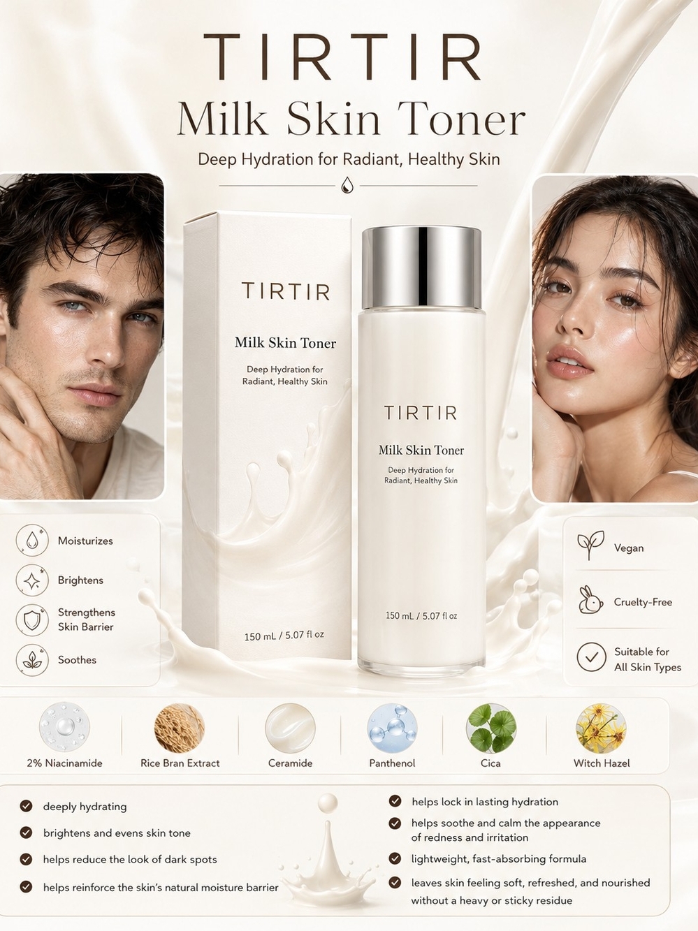 TIRTIR Milk Skin Toner – 150 mL